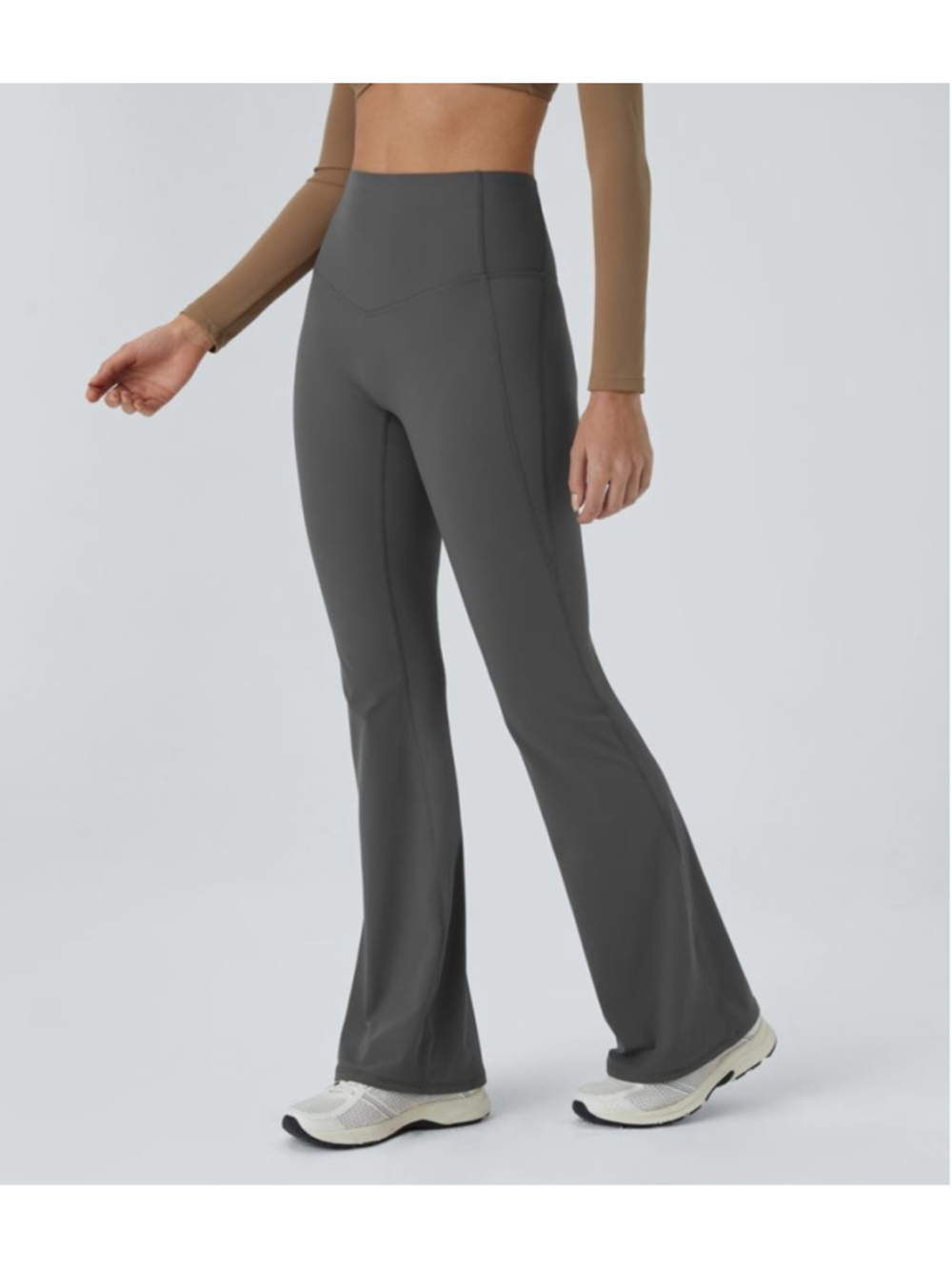 Halara UltraSculpt™ High Waisted Tummy Control Gray Flare Leggings Sz Med Long